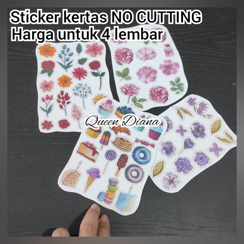 

Sticker bunga 4 lembar No Cutting stiker aesthetic murah