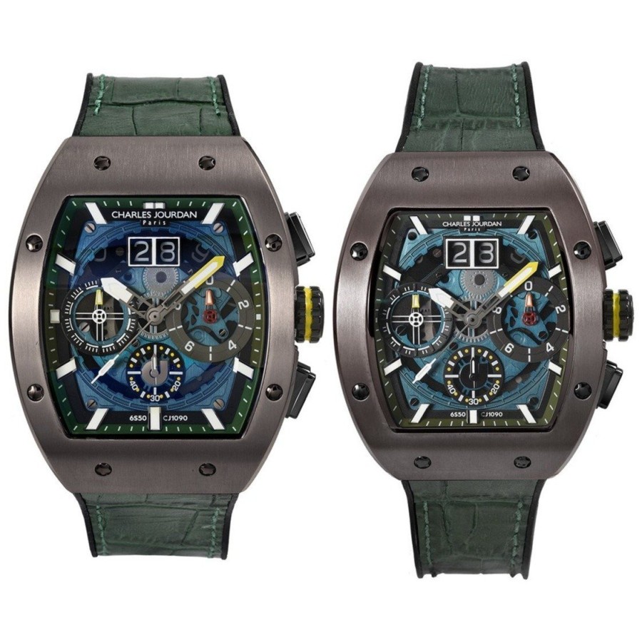 Jam Tangan Couple Charles Jourdan CJ1090-1798C/3798C CJ1090-1798C & CJ1090-3798C BLACK GREEN Origina