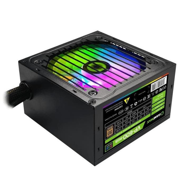 Power Supply GAMEMAX PSU VP-600-RGB 80+ Non Modular