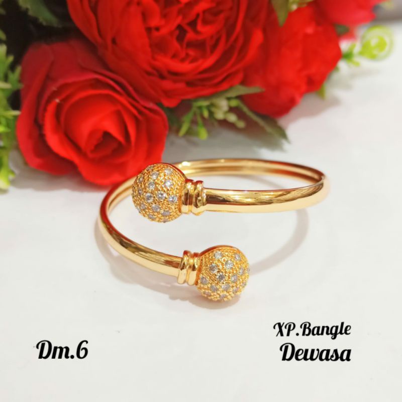 Gelang Dewasa Bangle termurah,Gold&amp;Silver bola dua permata tidak karat ANTI KARAT (COD)