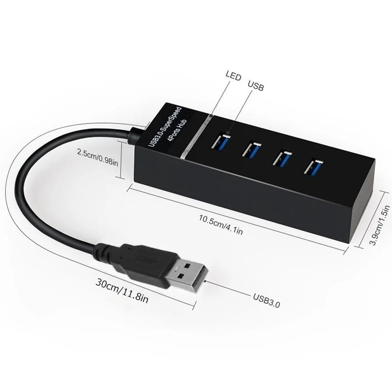 USB HUB 4 Port 3.0 High Speed 5Gbps LED Indication Transfer Rate Di Laptop PC Komputer