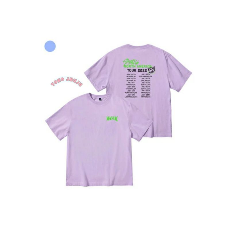 Baju Kaos Stray Kids MANIAC NORTH AMERICA TOUR 2022 sablon depan belakang