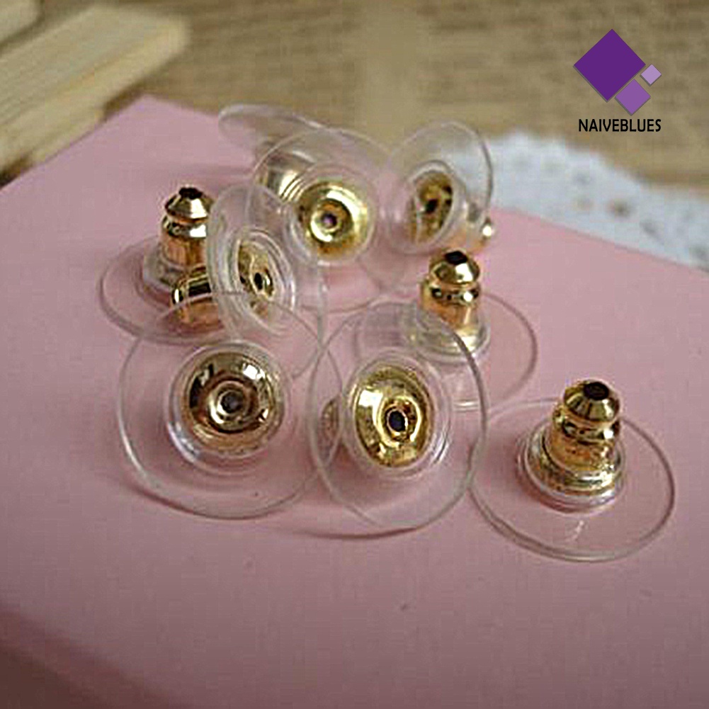 Naiveblue 50Pcs / Set Stopper Belakang Anting Tusuk DIY