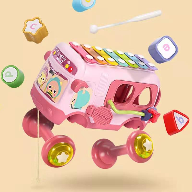 [BIG SALE] mainan bayi terbaru bus puzzle musik xylophone 3 in 1 dan roda kerincingan