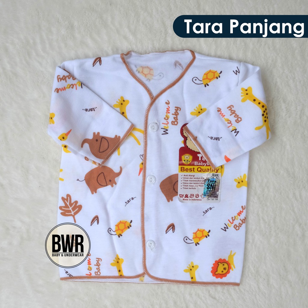 [ 6pc ] Baju Tara Putih PANJANG / Motif Random Baju Bayi Newborn Kancing - Bwr