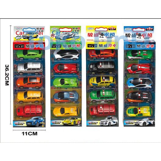 Mainan Anak -Mini Car Set Mobil Sport Die Cast Model Police Isi 5 Pcs