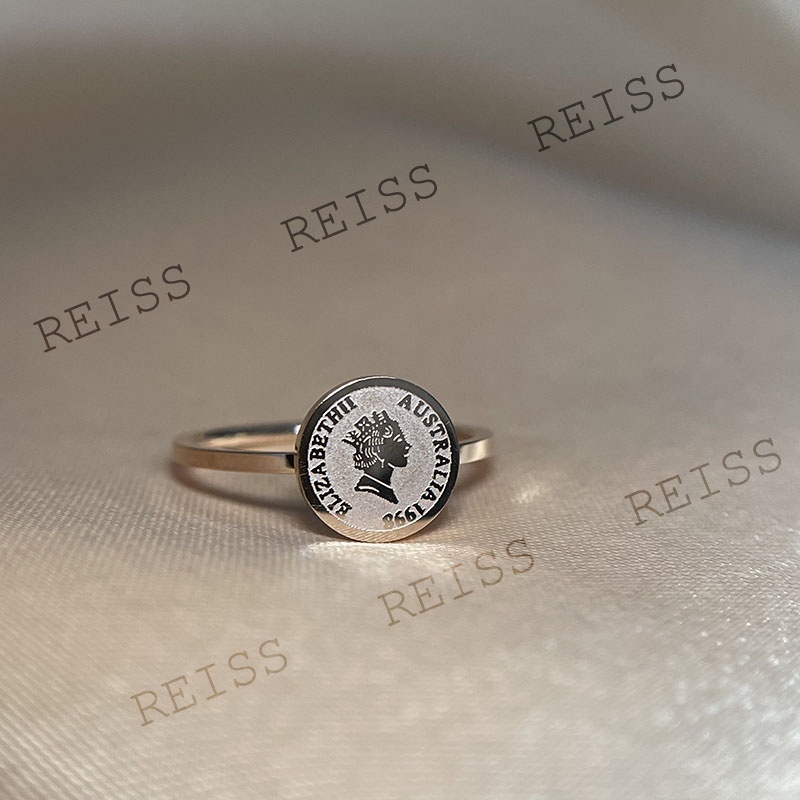 Cincin Set Titanium Wanita Anti Karat Fashion Korea Koin Bulat N30092100