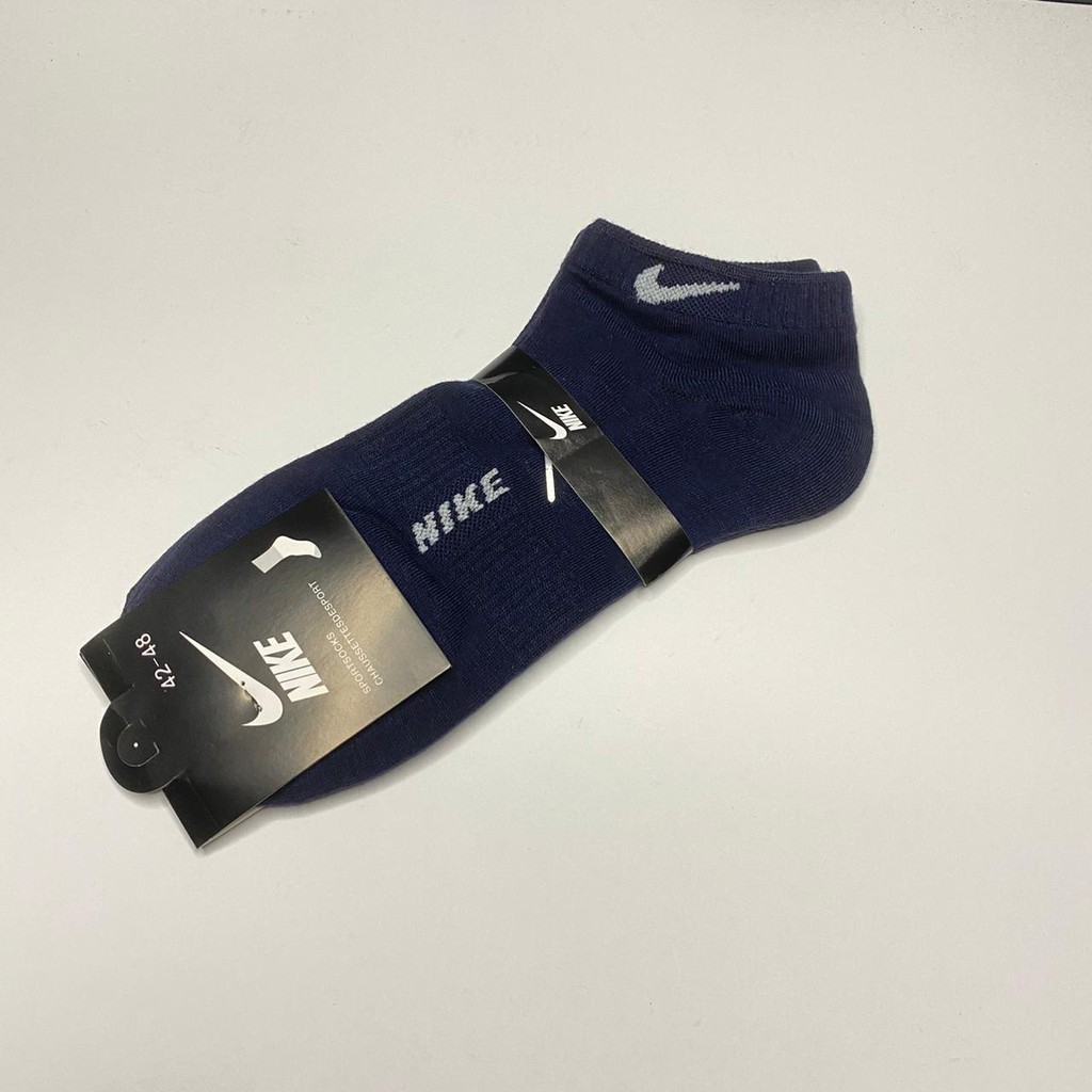 KAOS KAKI NIKE POLOS PRIA WANITA PENDEK TEBAL MOTIF ANTI SLIP GROSIR RESELLER COD SEMATA KAKI-NAVY