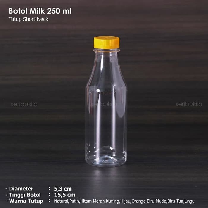 Botol Plastik 250 ml Milk / Botol Pir Milk 250 ml - Tutup Short Neck