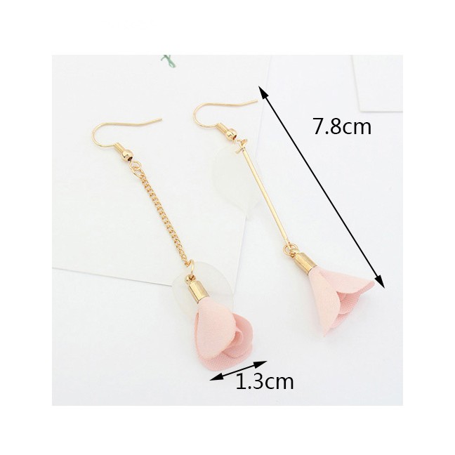 LRC Anting Gantung Flower Pendant Decorated Tassel Design Color Matching Earrings