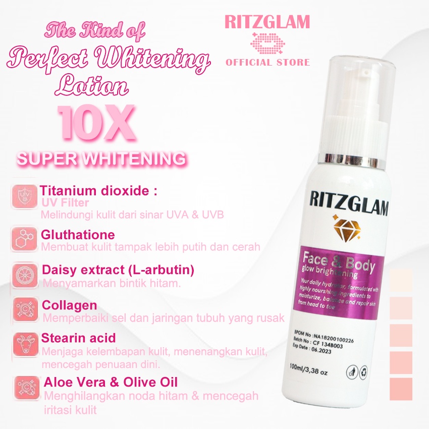 RITZGLAM Collagen Brightening + Lip Serum Vitamin Pelembab Pemerah Bibir. Bright &amp; Glow Together [BUNDLE 2 IN 1 PACKAGE]