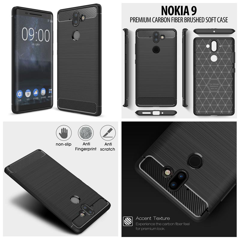 Nokia 9 - PREMIUM Carbon Fiber Brushed Soft Case