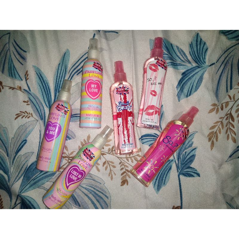 BODY MIST SO KISS ME, SO SENSUAL,PARFUMS LOVE PARFUM SOGEN MURAH 200mll