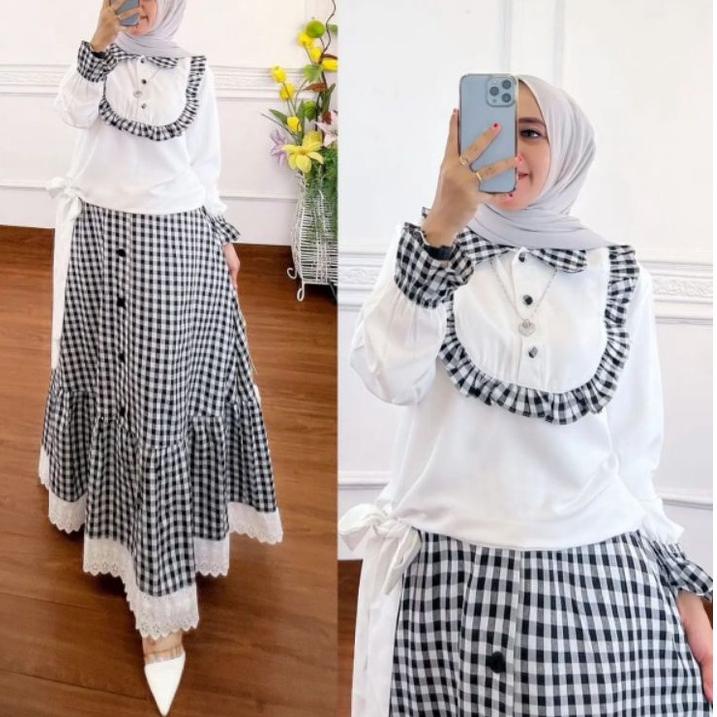 [KODE PRODUK E0CNI9258] Kayra set setelan 2 in 1 rok dan atasan bahan syakilla