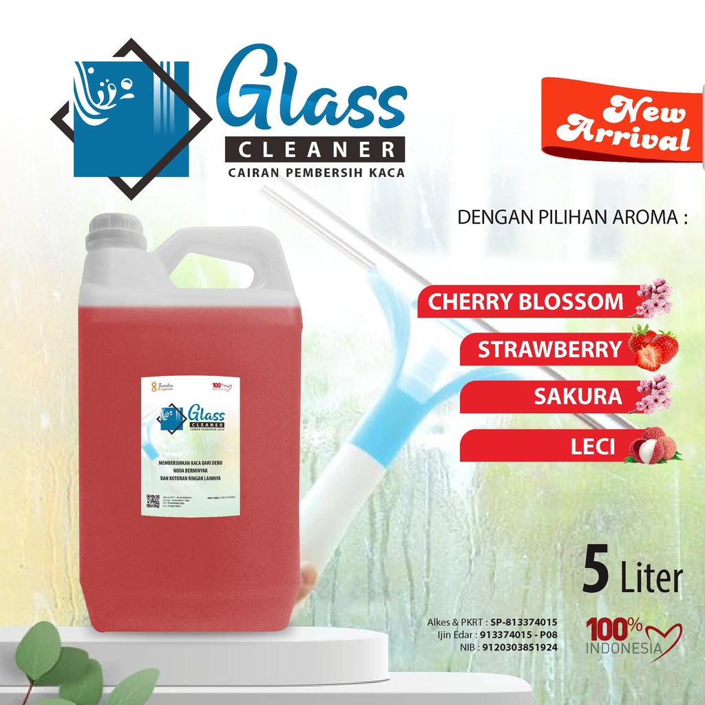 Cairan Pembersih Kaca Glass Cleaner Aroma Segar Kemasan 5 Liter Jerigen  + Bubble Wrap