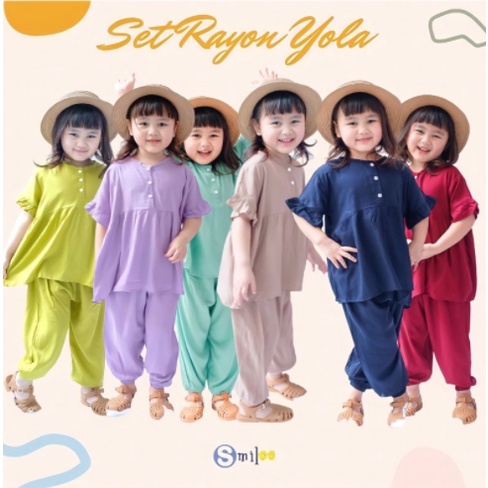 Setelan Anak Rayon Polos Smilee Yola Mix Warna size 1-5Tahun CBKS S23