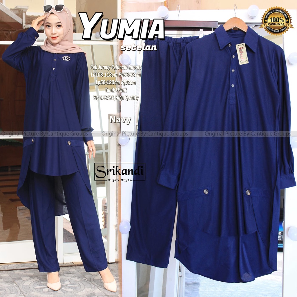 Set wanita jumbo LD 108 melar 118 setelan tunik polos mat jersey falencia one set big size lengan panjang Ori Srikandi | Kelly Asyifa Yumia Syakilla Whiteney-Yumia navy