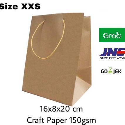 

PAPERBAG POLOS UKURAN XXS 16X8X20 / GOODIEBAG POLOS MINIMAL ORDER 20PCS KELIPATAN ORDER 20PCS