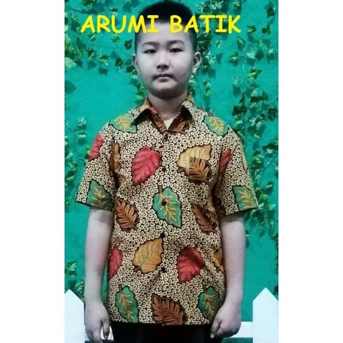 KEMEJA ANAK LAKI LAKI SERAGAM SEKOLAH BATIK 2757 MERAH BALITA PAUD TK