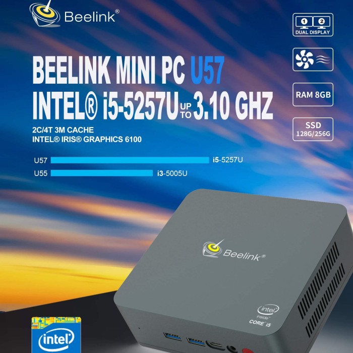 Mini PC Beelink U57 Intel Core i5 5257u 8GB RAM Windows 10 WIFI HDMI - 128GB SSD