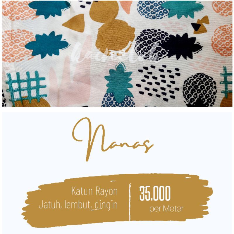 KAINELOK - Bahan Kain Katun Rayon Motif Buah Nanas