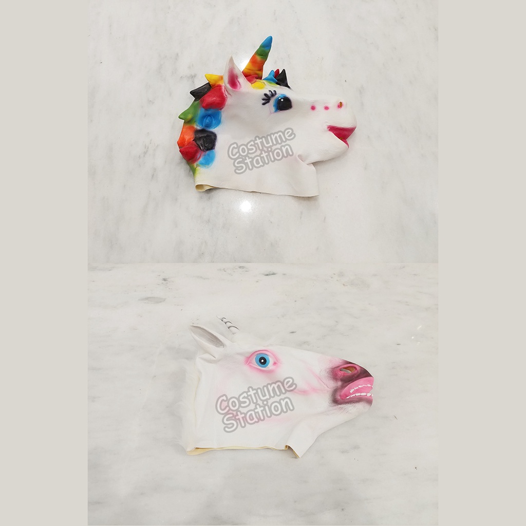 Topeng Unicorn / Horse Kuda Mask Latex Hewan Binatang Animal Halloween