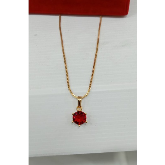 XC545.Kalung+Liontin xuping wanita berlapis emas dengan mata zircon merah uk45cm.