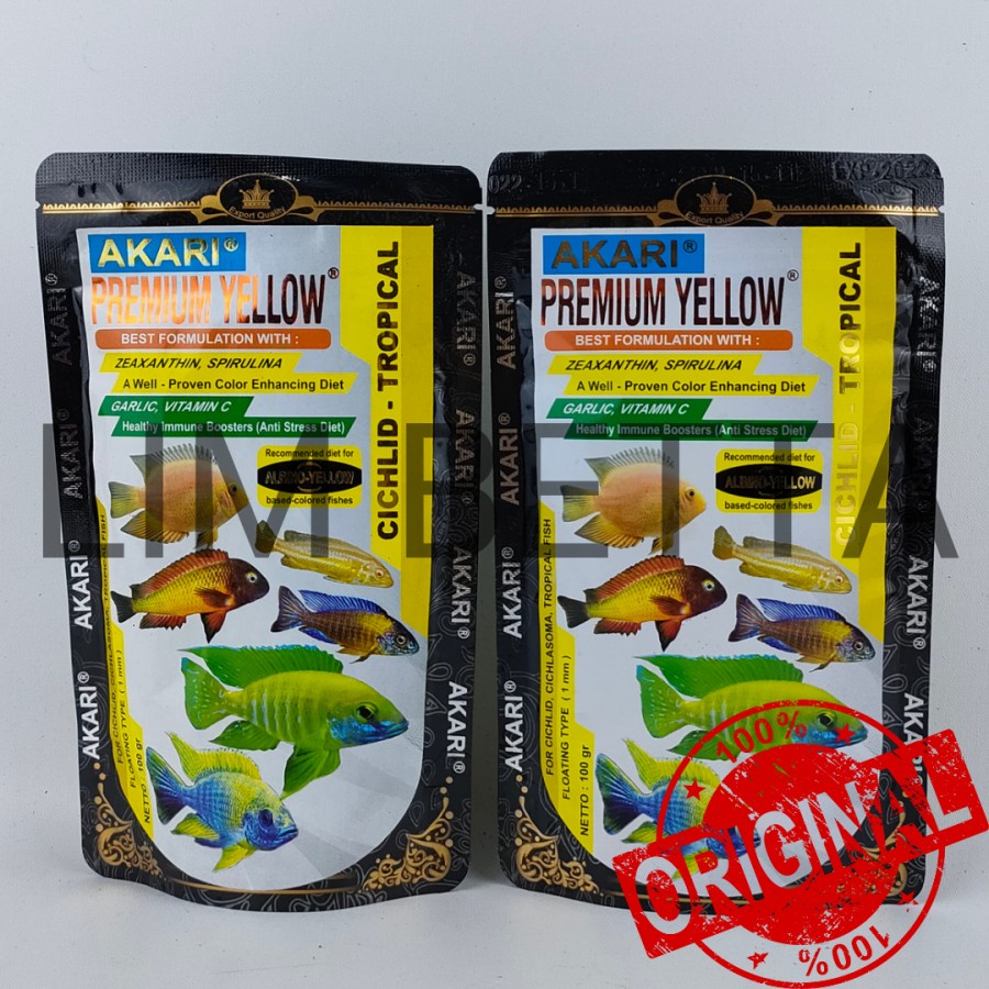 AKARI PREMIUM YELLOW CHICLID 100 GRAM / MAKANAN IKAN CHICLID