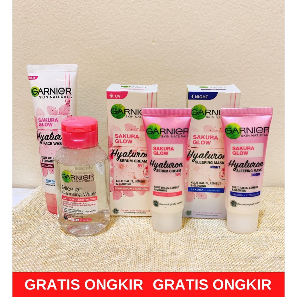 [Paket 4 Item] Garnier Sakura White Travel Kit / Garnier Sakura Glow  Hyaluron [Kulit Cerah Merona] 