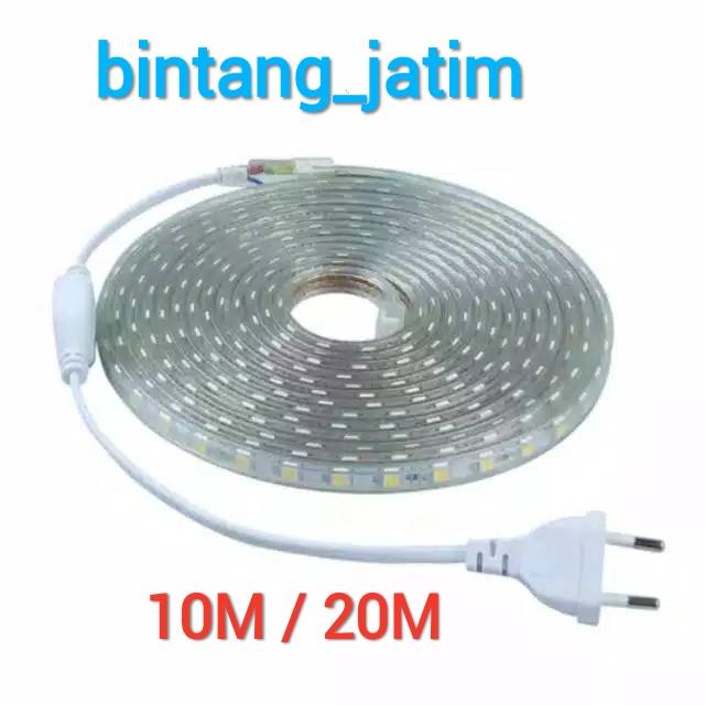 LAMPU LED STRIP SELANG 5050 SMD AC 220V METERAN (PAKET 10M /20M + CONTROLLER) OUTDOOR AND INDOOR