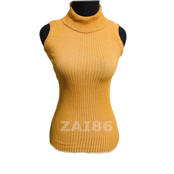 Turtle Neck Tanktop Rajut - Yukensi - Atasan Wanita-Kuning
