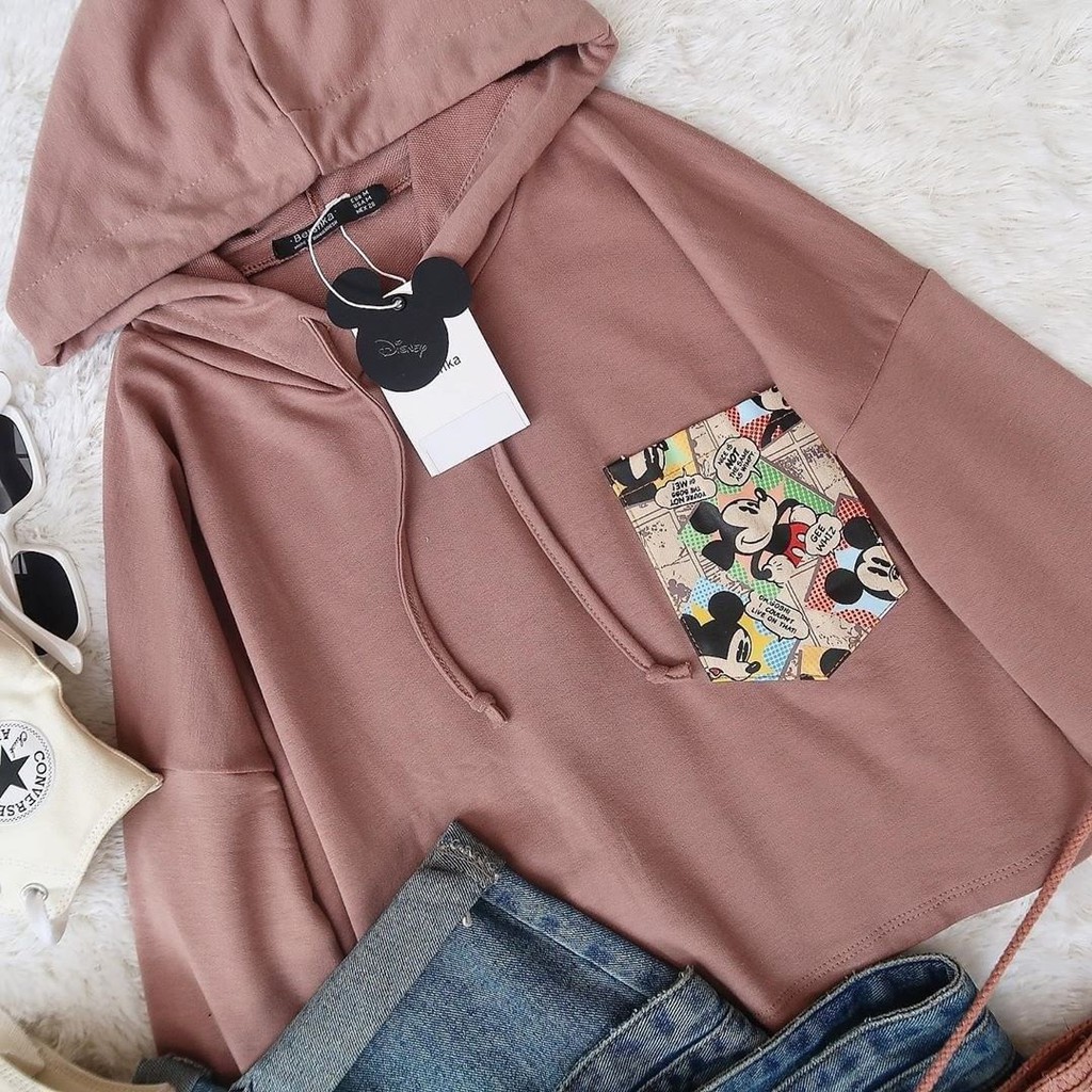 Pocket Crop Hoodie - Hoodie Sweatshirt Wanita