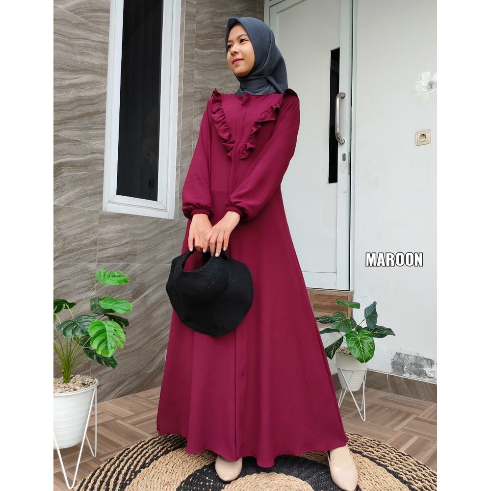 Gamis Livy Crinkle Airflow / Gamis Crinkle Rumbai Depan / Gamis Crinkle Premium