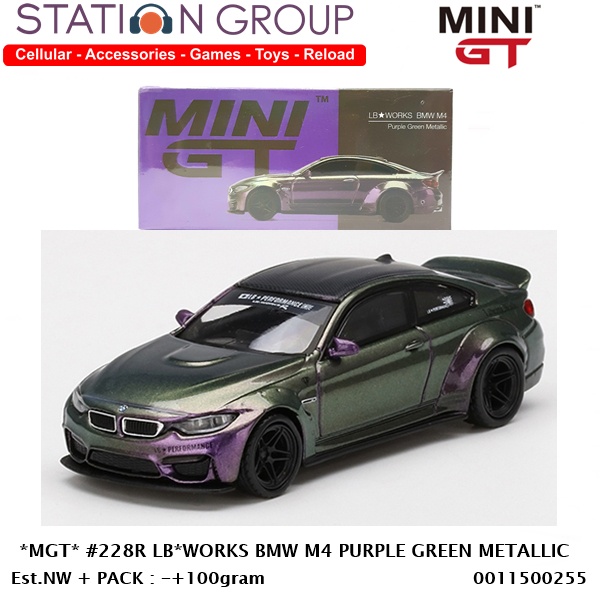MINI GT #228R LIBERTY WORKS BMW M4 PURPLE GREEN METALLIC - DIECAST