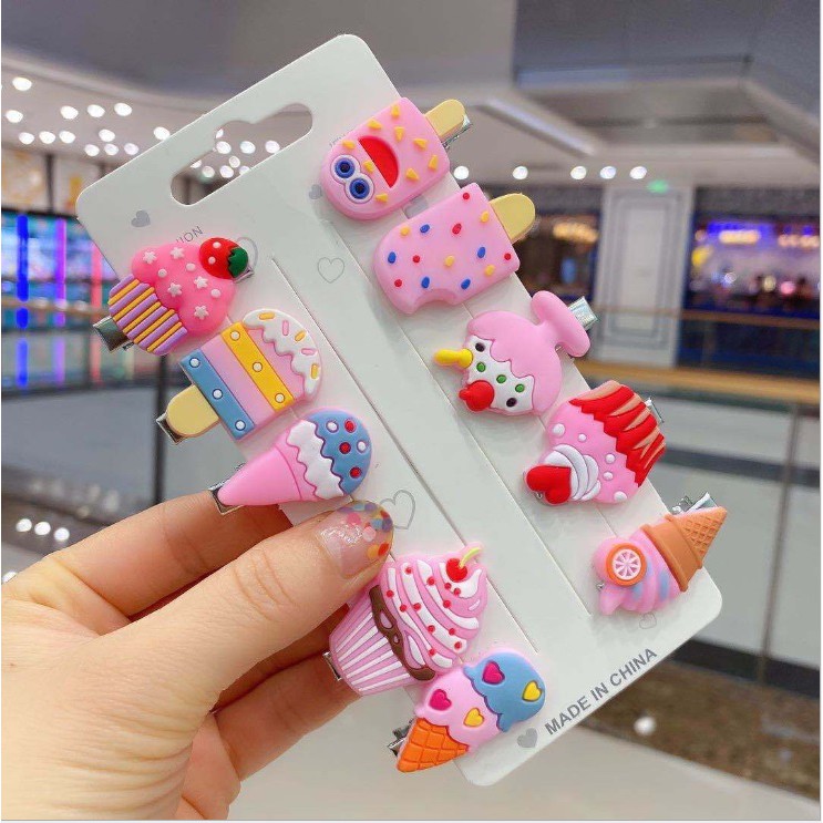 10 Pcs Set Jepit Rambut Kartun Unicorn Pelangi Buah Klip Jepitan Anak Gaya Korea Fashion Hair Clip