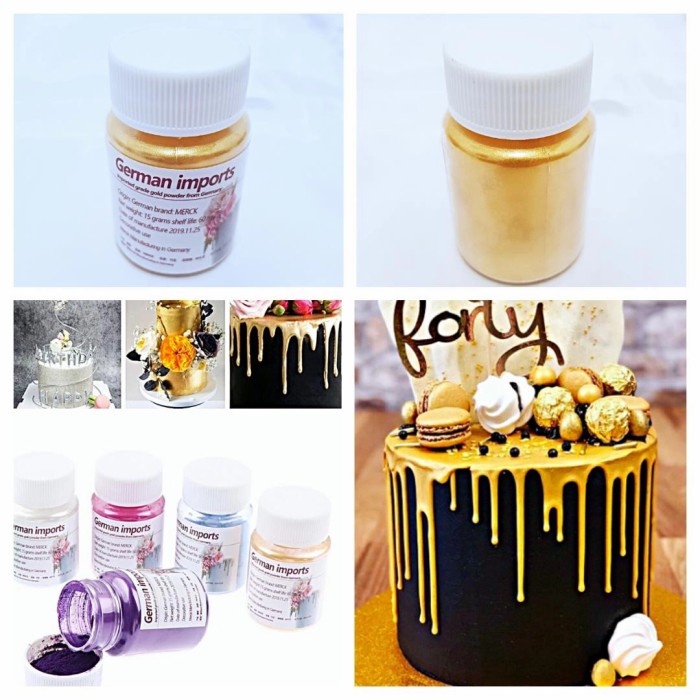 

1 pcs 15 g edible gold powder food coloring pewarna emas lustre dust