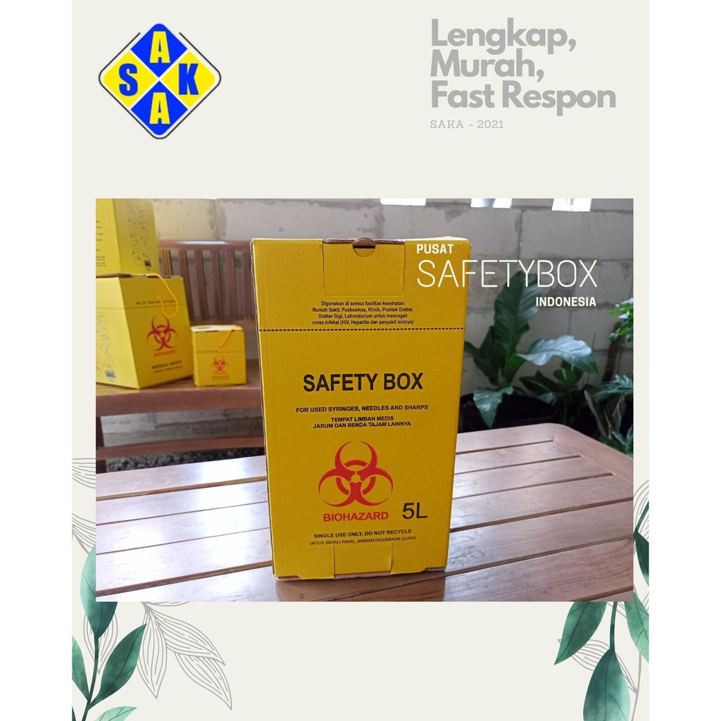 Safety Box Medis 5L/ Biohazard/ Tempat Sampah Medis/ Tempat Sampah Jarum Suntik
