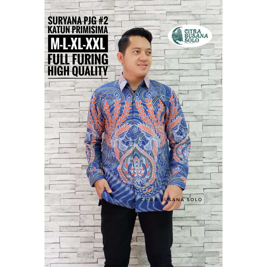 SURYANA #2 Kemeja Batik Pria Full Furing Bahan Katun Primisima