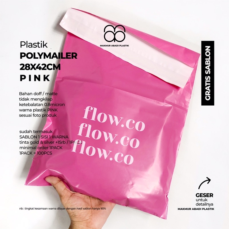 

Sablon Plastik Packing Olshop Polymailer 28x42 PINK