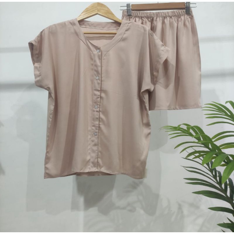 PIYAMA KANCING PENDEK | PIYAMA RAYON | BAJU TIDUR RAYON-VN COKSU