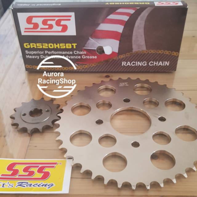 Gear Set SSS 520 Tiger Revo / Tiger Lama & Rantai SSS 520 HSBT Gold