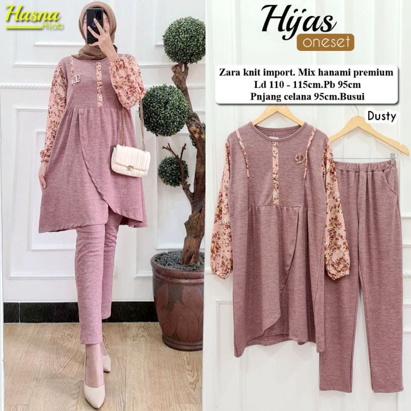 Hijas set setelan zara knit import mix hanami premium busui hasna