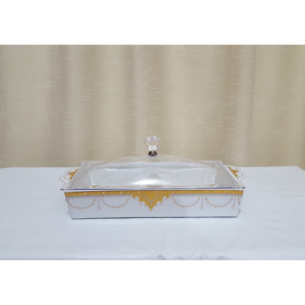 Vicenza Piring/ Tempat Kue Segi Panjang 2pcs Motif Padi - P138