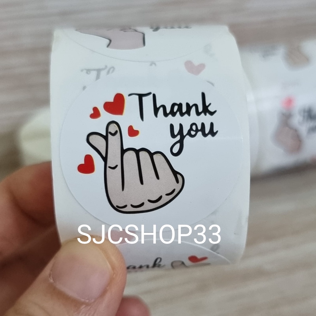 

1 roll isi 350 ukuran 3,8 cm sticker label thank you sarang / heart