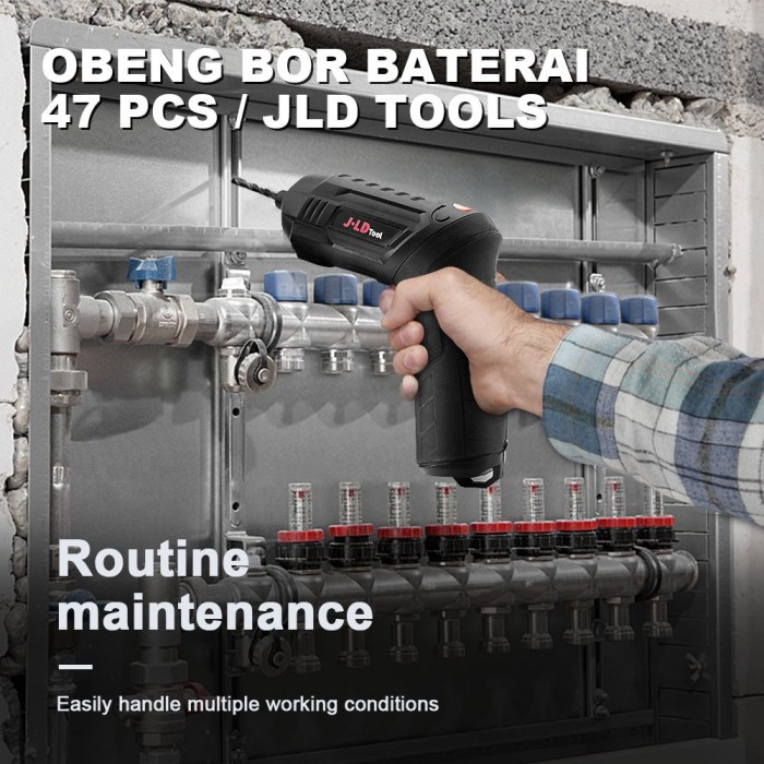 Mesin Bor obeng screwdriver JLD 4.2V set bor cordless. obeng scrub