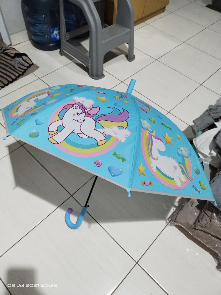 Payung Anak Karakter Unicorn Gagang Tongkat.