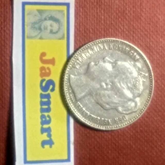 Uang Koin Perak Kuno 1 per 2 Gulden Wilhelmina Crown 1907 kd UKS WIL 1907 1P2G CR 1