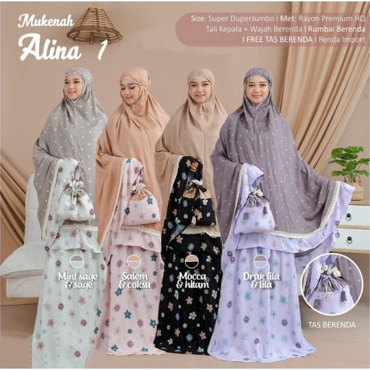 Mukena Bali Dewasa Alina Rayon Premium Rempel Super Jumbo Besar Motif Lucu Pola Bunga