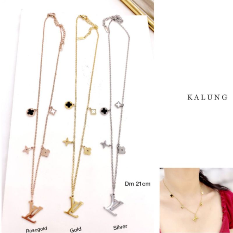 Kalung Titanium asli Premium Quality Kilau anti karat Stainless Steel Branded Band K102