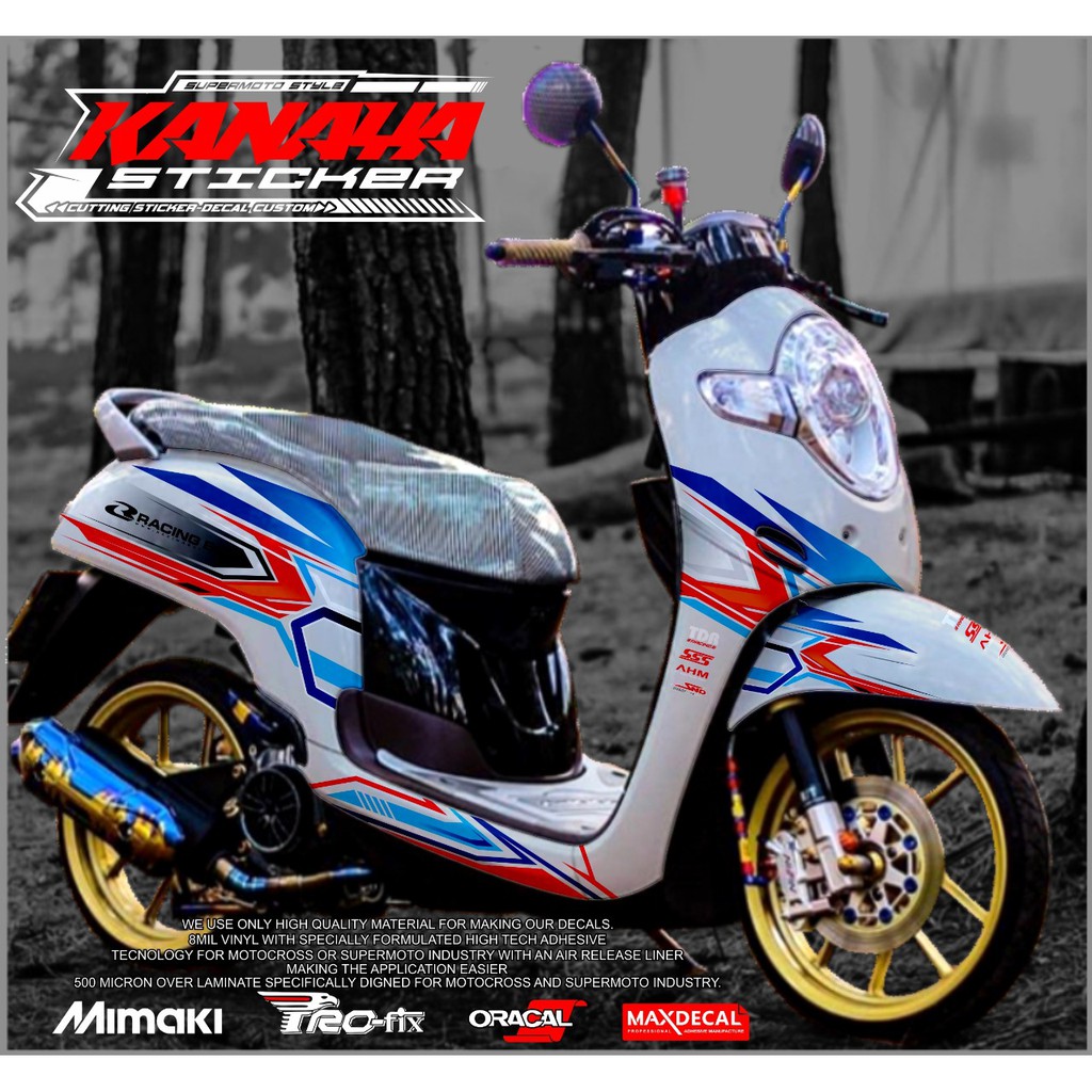Decal scoopy Fi Stciker Scoopy 2017 / 2018/ 2019/ Decal new Scoopy Warna Putih Termurah